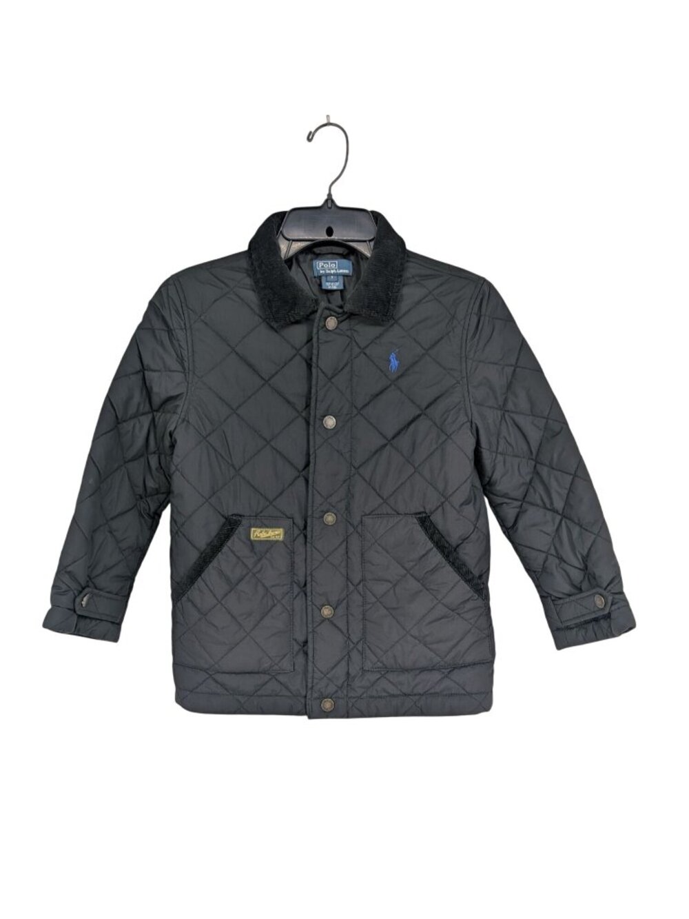 Vintage Polo Ralph Lauren Quilted Barn Jacket Snap Up Corduroy Callar Boy Size 7